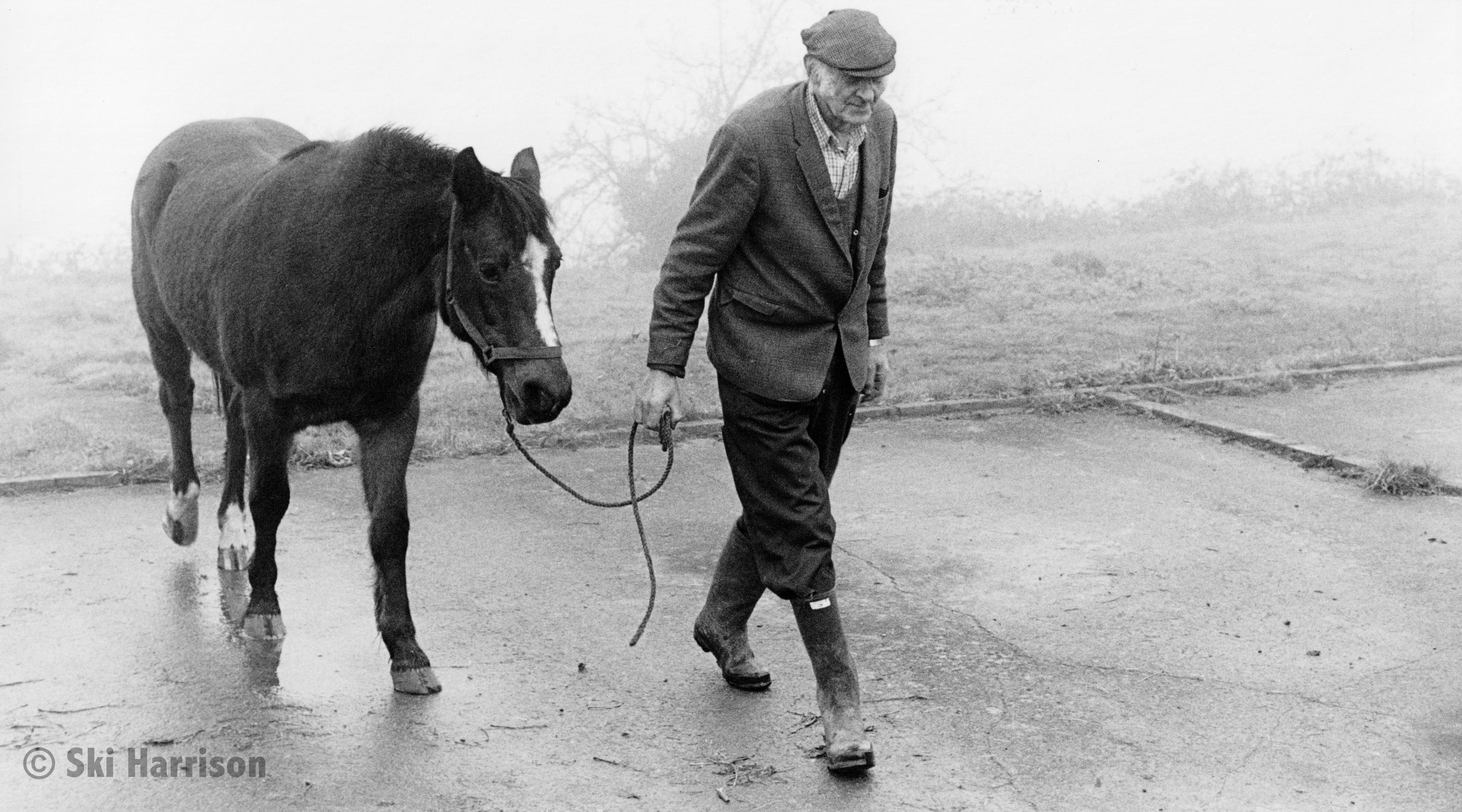 CS67 - Charlie Relland with Jane Coles' horse, Florence. Cornworthy, 1997
