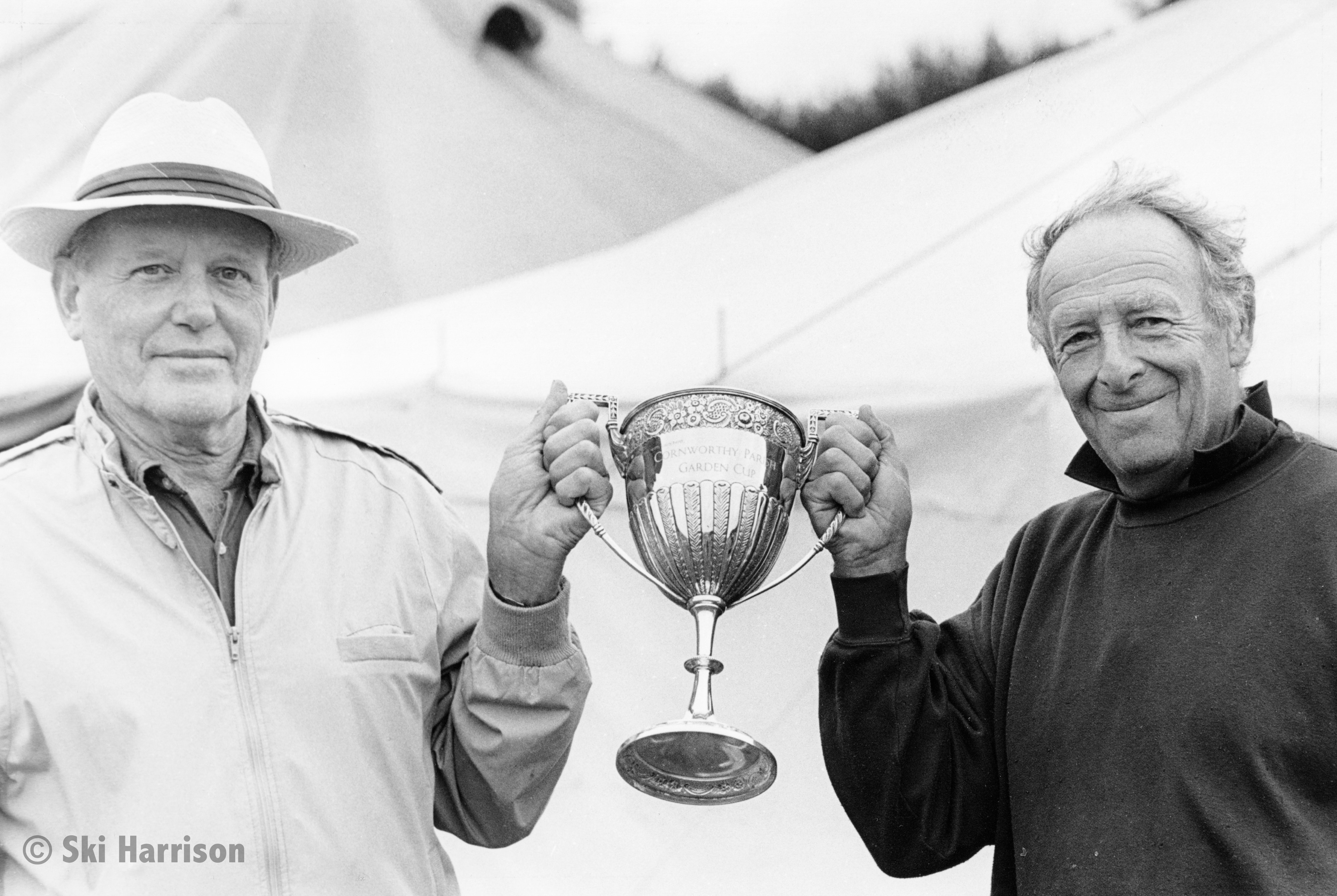 CS92 - L-R John Smith and Chris Cadle with the Cornworthy Parish Garden Cup won by Tony Harrison, Cornworthy Pig Roast, 2000